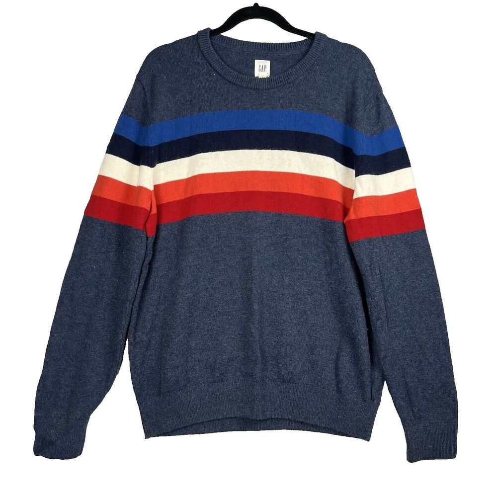 Gap Sweater Mens XL Extra Large Navy Extra Fine Merino Wool Blendโ Pullover